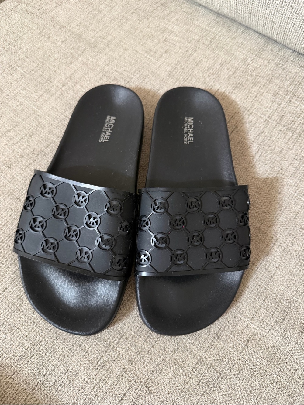 Michael Kors Black MK Logo Slide Sandals